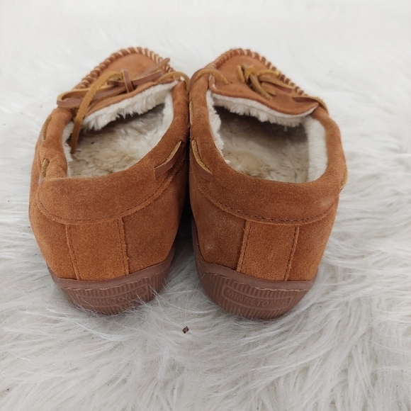 Minnetonka Brown Suede Moccasin Slipper Womens Sz 8 Rubber Sole Shoe 3502 - Picture 9 of 10